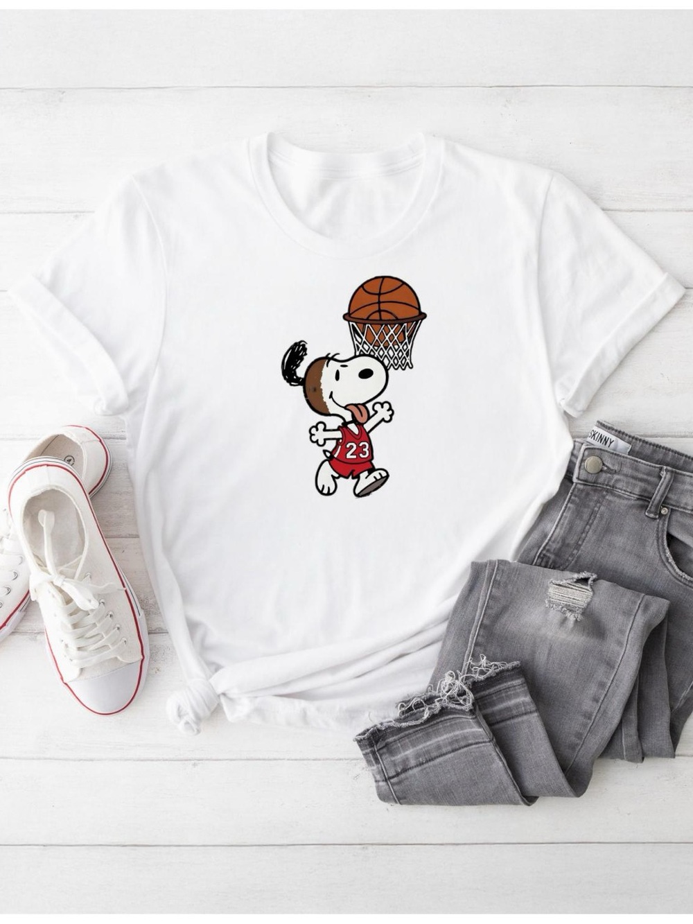 White Snoopy Sports Graphic Tees